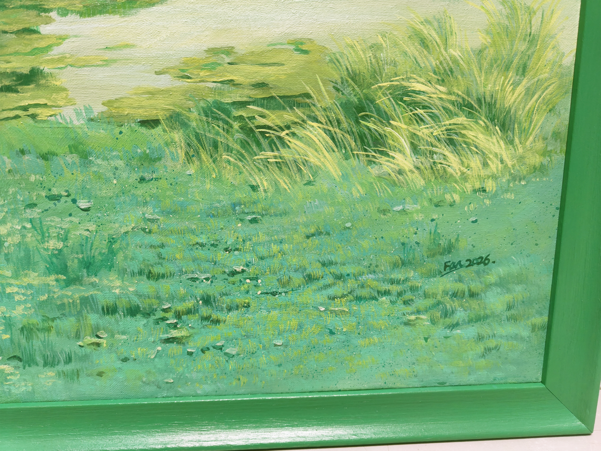 Emerald green(32''x 32''/ 80 x 80 CM/Stretch+Green Frame)