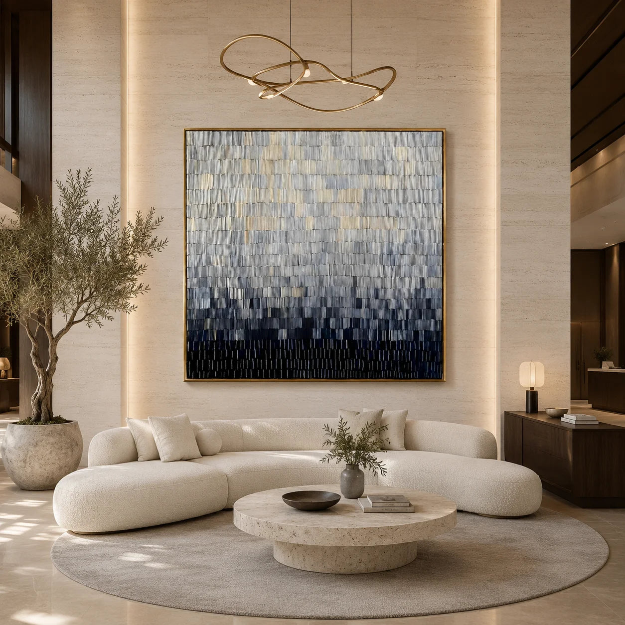 100% Hand-Painted Modern Abstract Black & White Gradient Oil Painting | Minimalist Geometric Textured Wall Art | Original Monochrome Linear Impasto Canvas by Ownanart # OA 1174