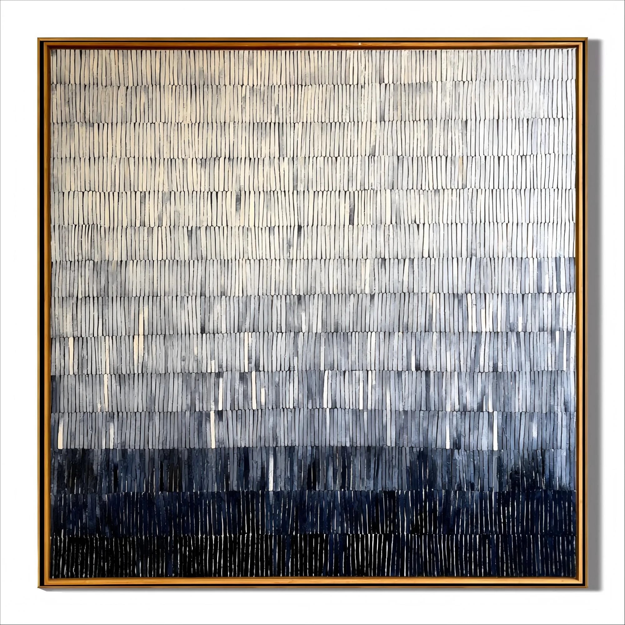 100% Hand-Painted Modern Abstract Black & White Gradient Oil Painting | Minimalist Linear Textured Wall Art | Original Monochrome Geometric Impasto Canvas by Ownanart # OA 1176