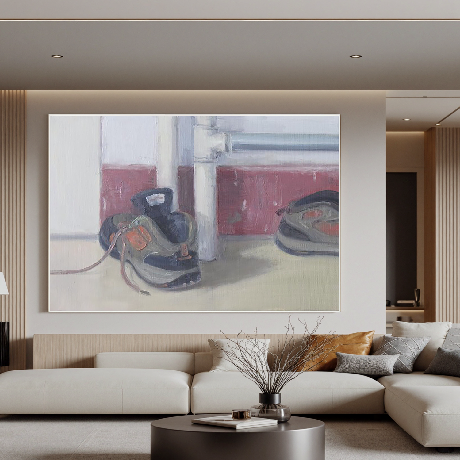 Shoes by the Wall-Casual Shoes Still Life Wall Art