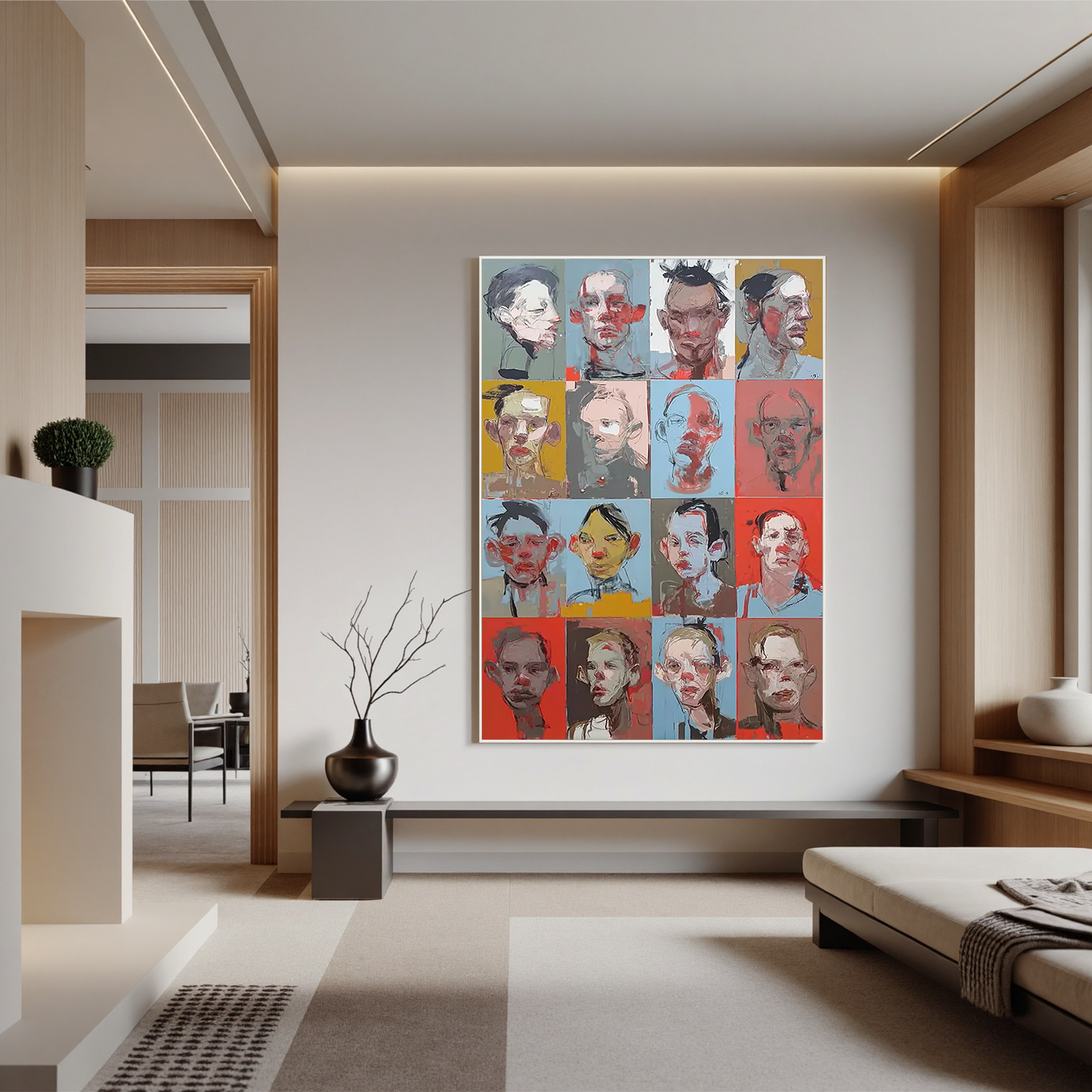 Abstract Portrait Oil Painting, Modern Figurative Faces Wall Art for Living Room Decor#OA 0595