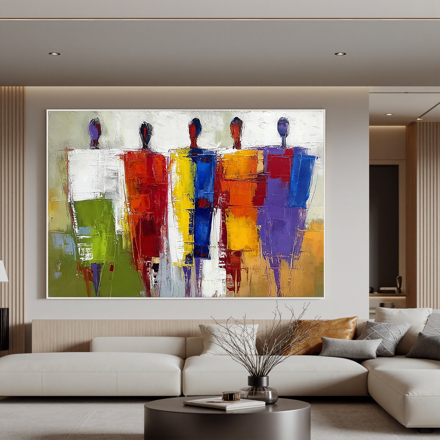 Abstract Figure Oil Painting Canvas – Colorful Modern People Wall Art for Living Room Contemporary Home Decor #OA 0488