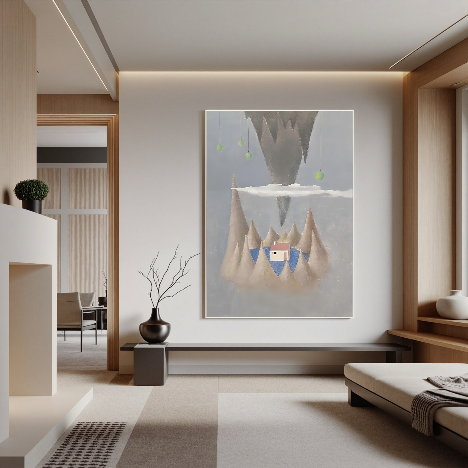 Floating Mountain House-Surreal Floating Mountain Landscape Wall Art