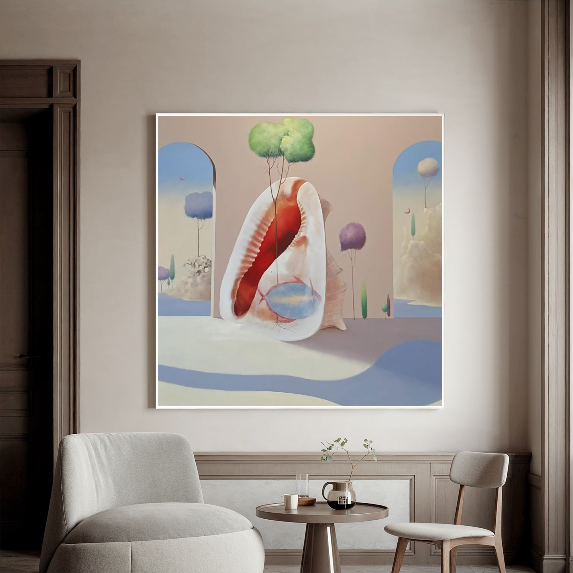 Surreal Shell Garden-Surreal Shell Landscape Wall Art