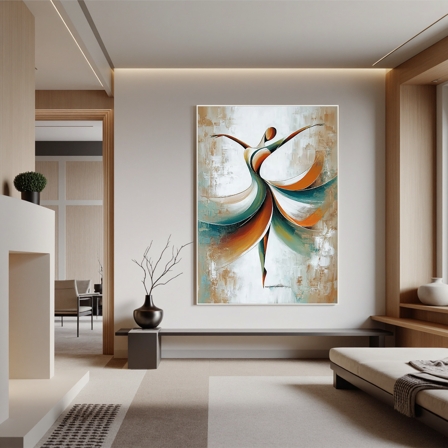 Abstract Dancer Oil Painting, Modern Dance Wall Art for Living Room Decor#OA 0577