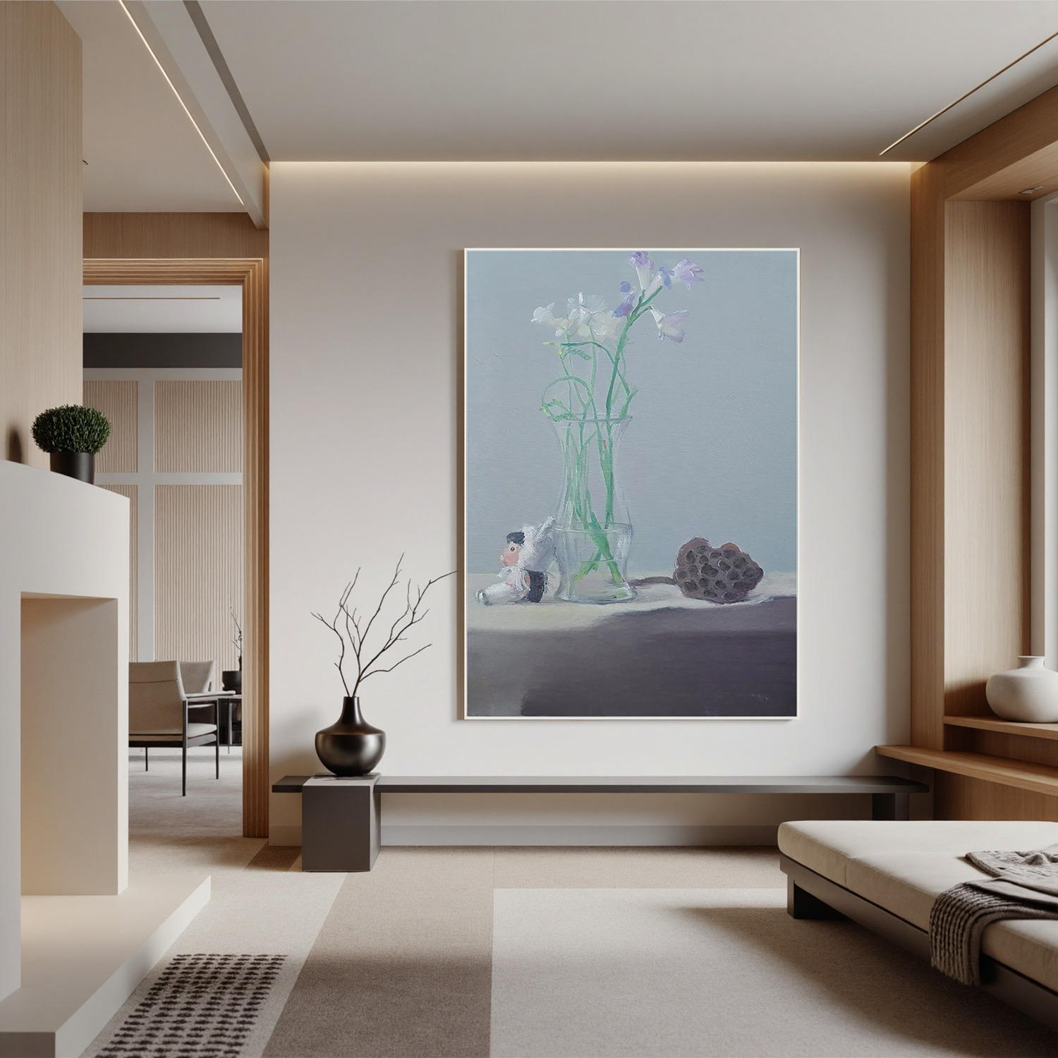 Flowers in a Glass Vase-Minimalist Flower Vase Still Life Wall Art
