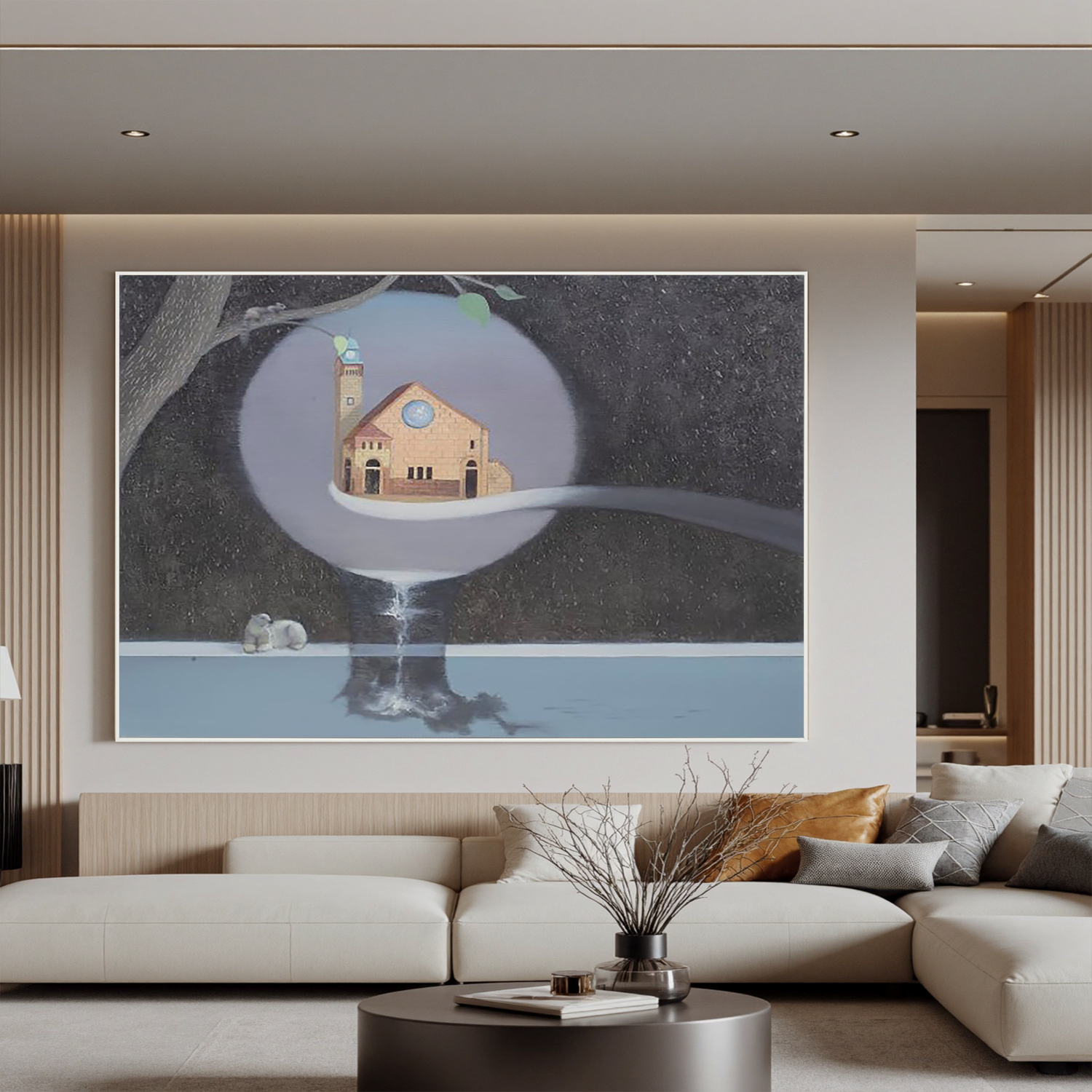 Dream Church in the Sphere-Surreal Church Landscape Wall Art