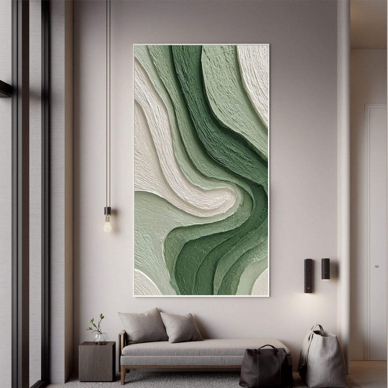 Green Flow · Textured Abstract Oil Painting #OA 0003