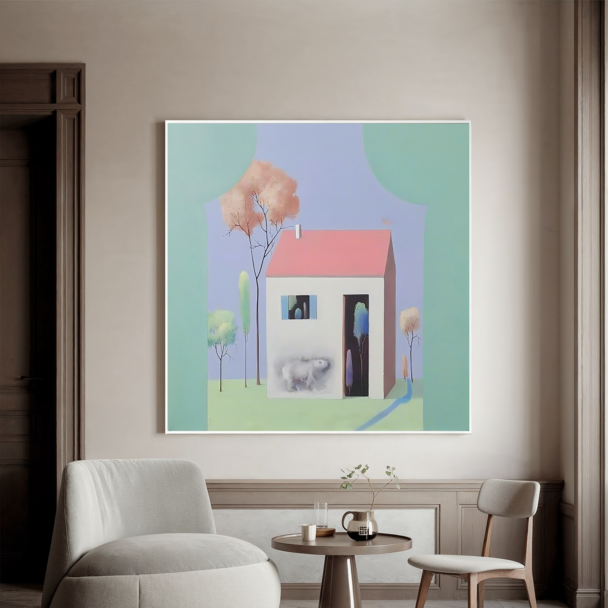 Quiet House in the Garden-Minimalist Dream House Wall Art
