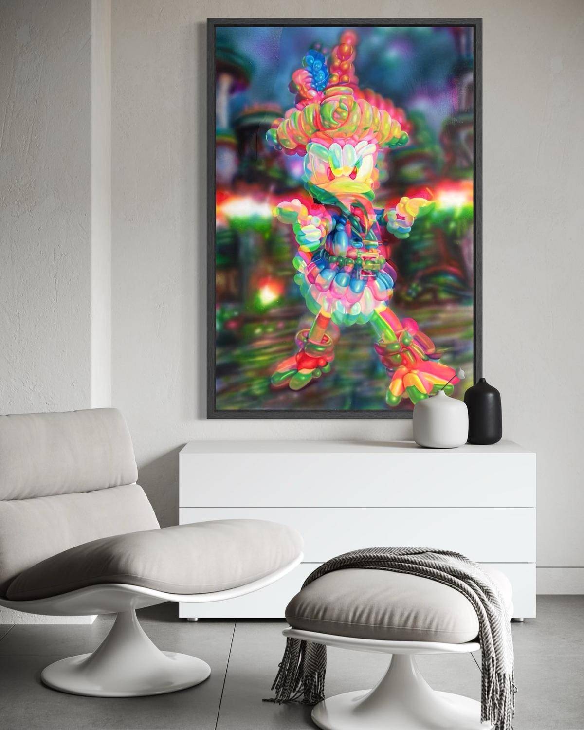 Angry Daisy(30''x 45''/ 75 x 115 CM/Black Frame Stretched)