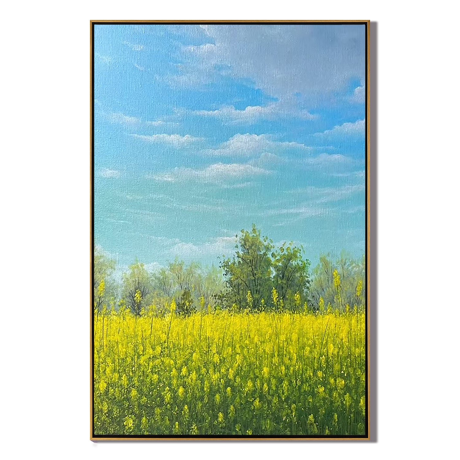 Yellow Rapeseed Flower Field Wall Art โ Spring Countryside Landscape Canvas Painting for Living Room Decor #OA 0811
