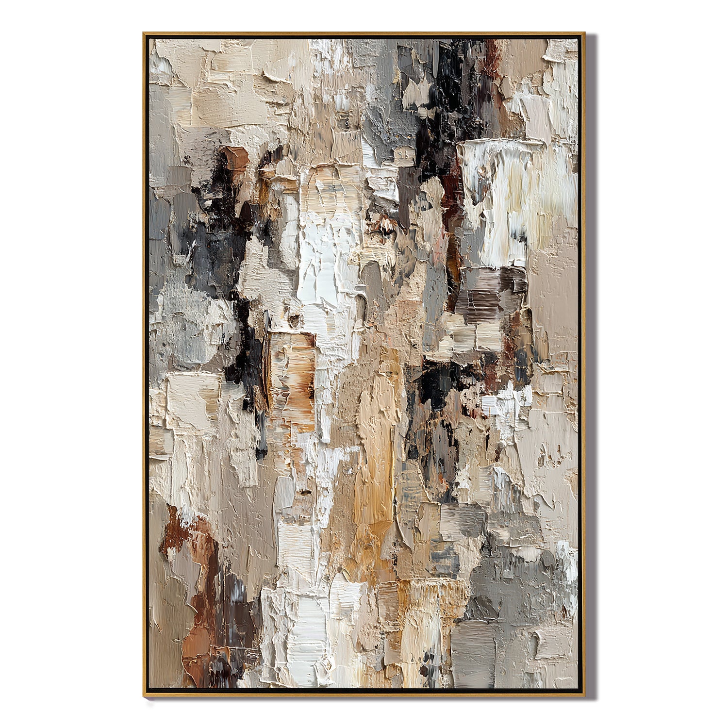 “Neutral Textured Abstract Wall Art – Beige Gray Modern Canvas Painting for Living Room Decor”#OA 825