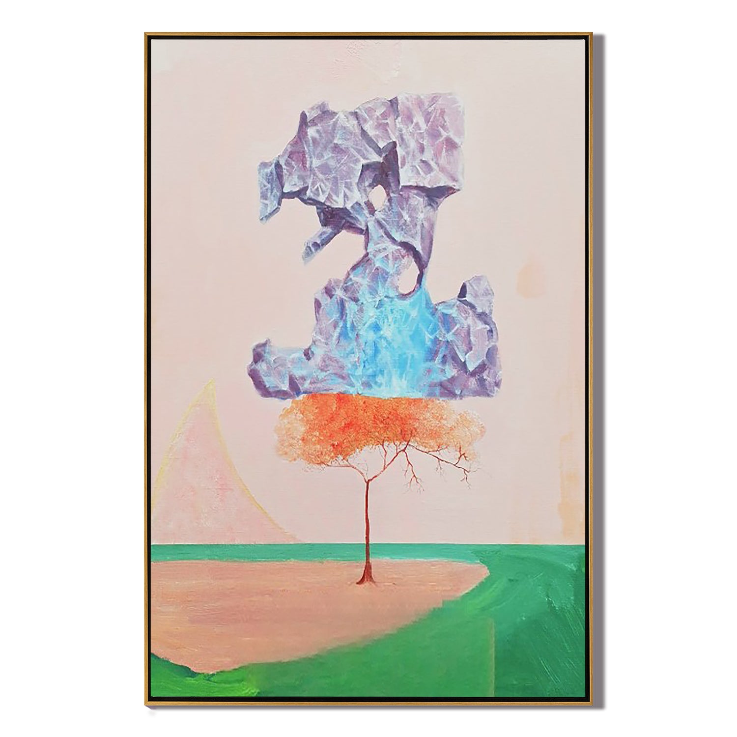 Floating Crystal Tree-Surreal Floating Crystal Tree Wall Art