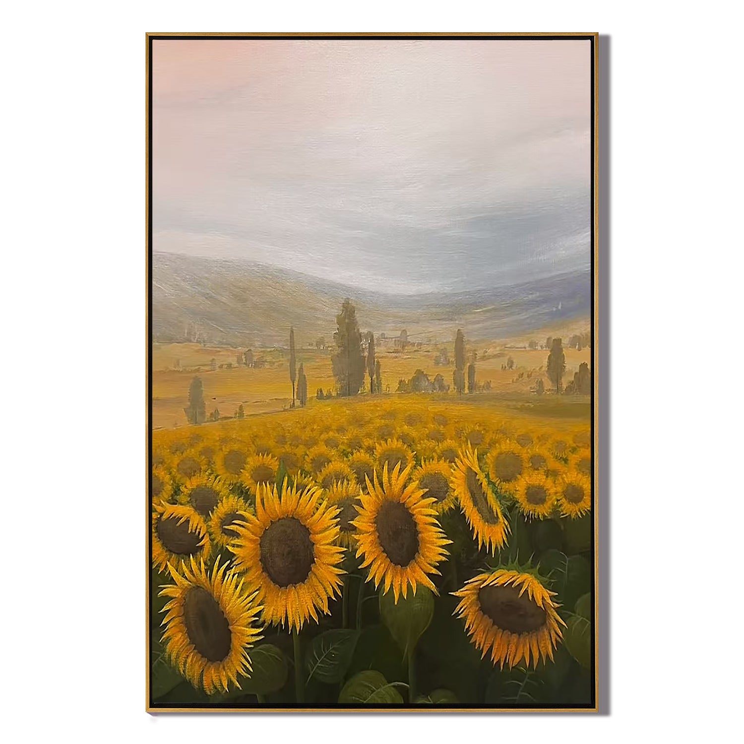 Sunflower Field Landscape Wall Art โ Tuscany Countryside Canvas Painting for Living Room Decor #OA 0809