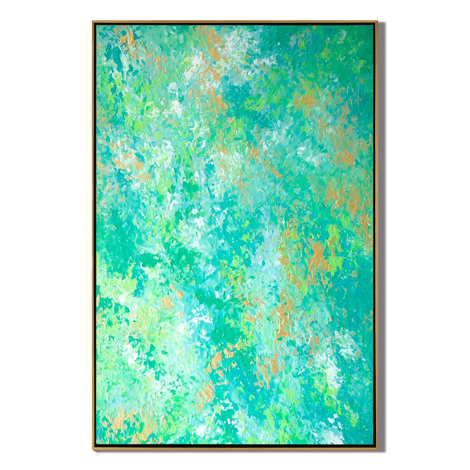 Green Abstract Oil Painting – Modern Textured Canvas Wall Art Inspired by Nature for Living Room Decor # OA 0821