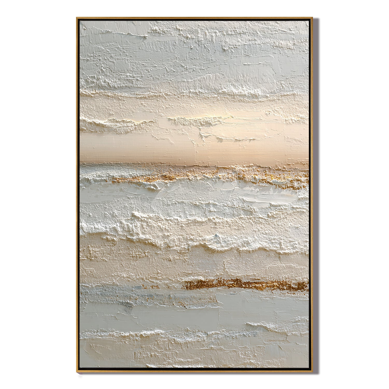 Neutral Abstract Canvas Wall Art – Textured Minimalist Painting in Cream and Beige for Living Room Decor#OA 0856