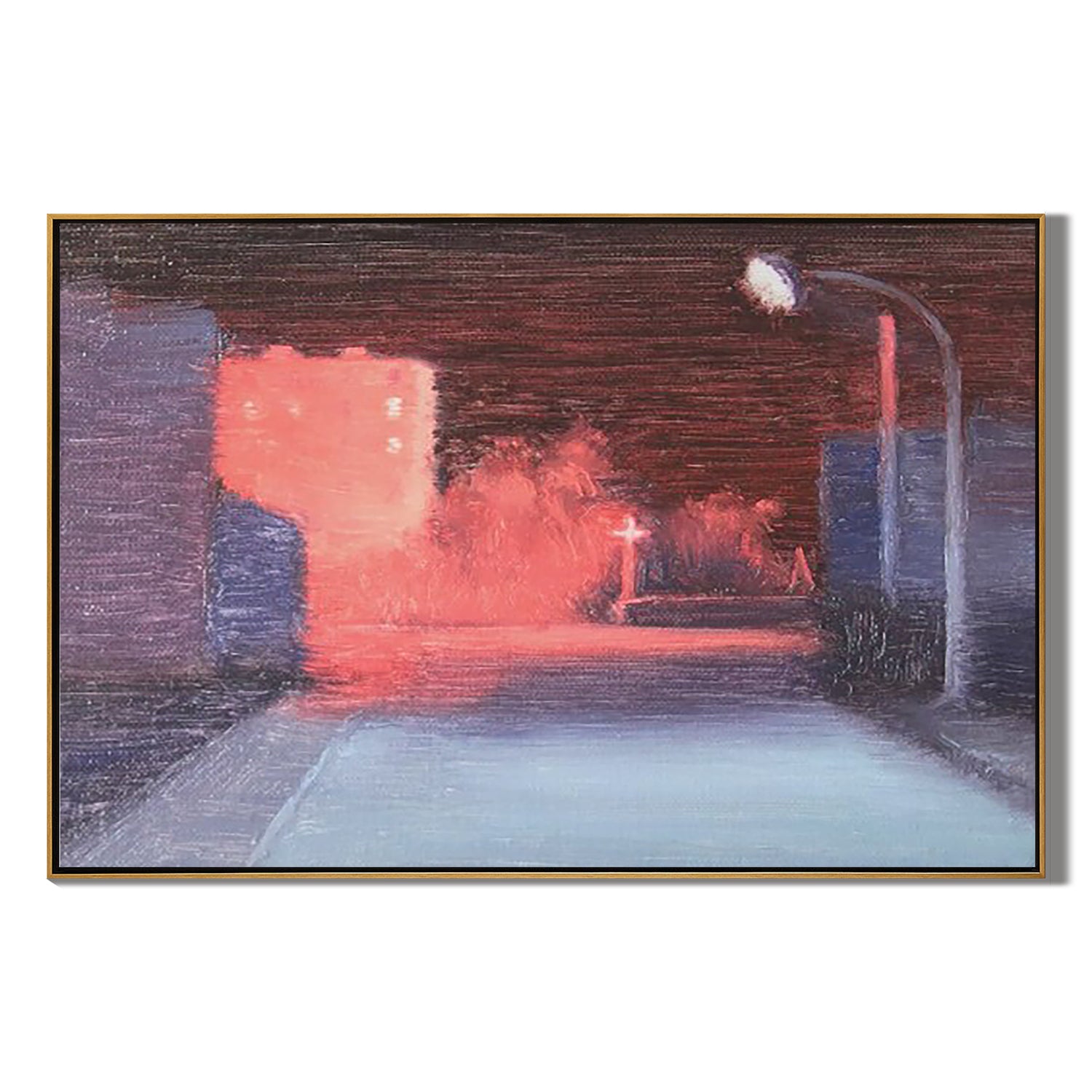 Red Night Street-Moody Red Night Street Wall Art