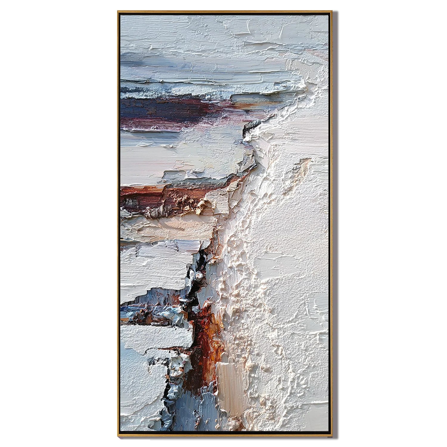 Minimalist White Textured Abstract Painting – Modern Vertical Wall Art#OA 0904