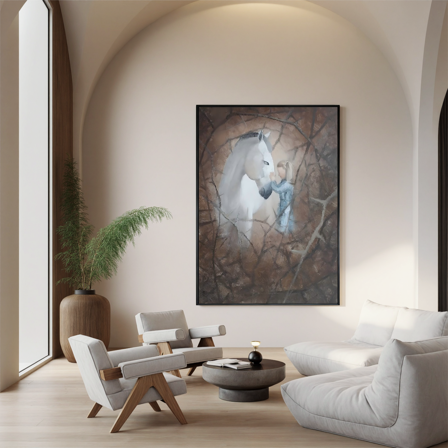 Whisper to the White Horse-Girl and White Horse Wall Art