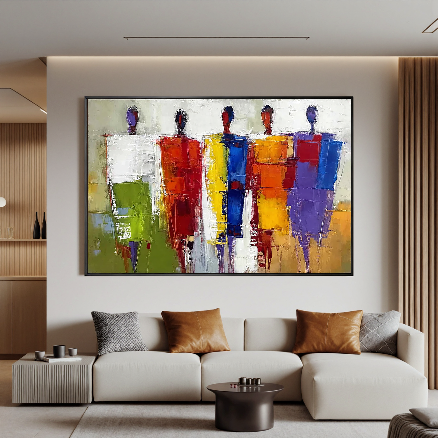 Abstract Figure Oil Painting Canvas – Colorful Modern People Wall Art for Living Room Contemporary Home Decor #OA 0488