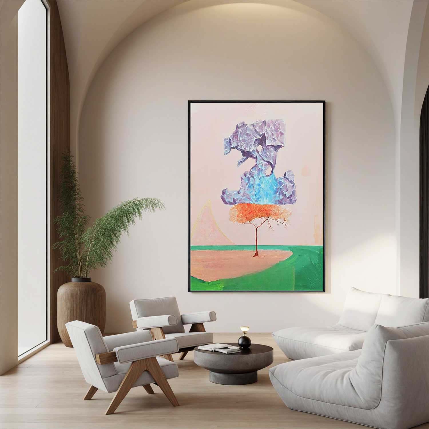 Floating Crystal Tree-Surreal Floating Crystal Tree Wall Art
