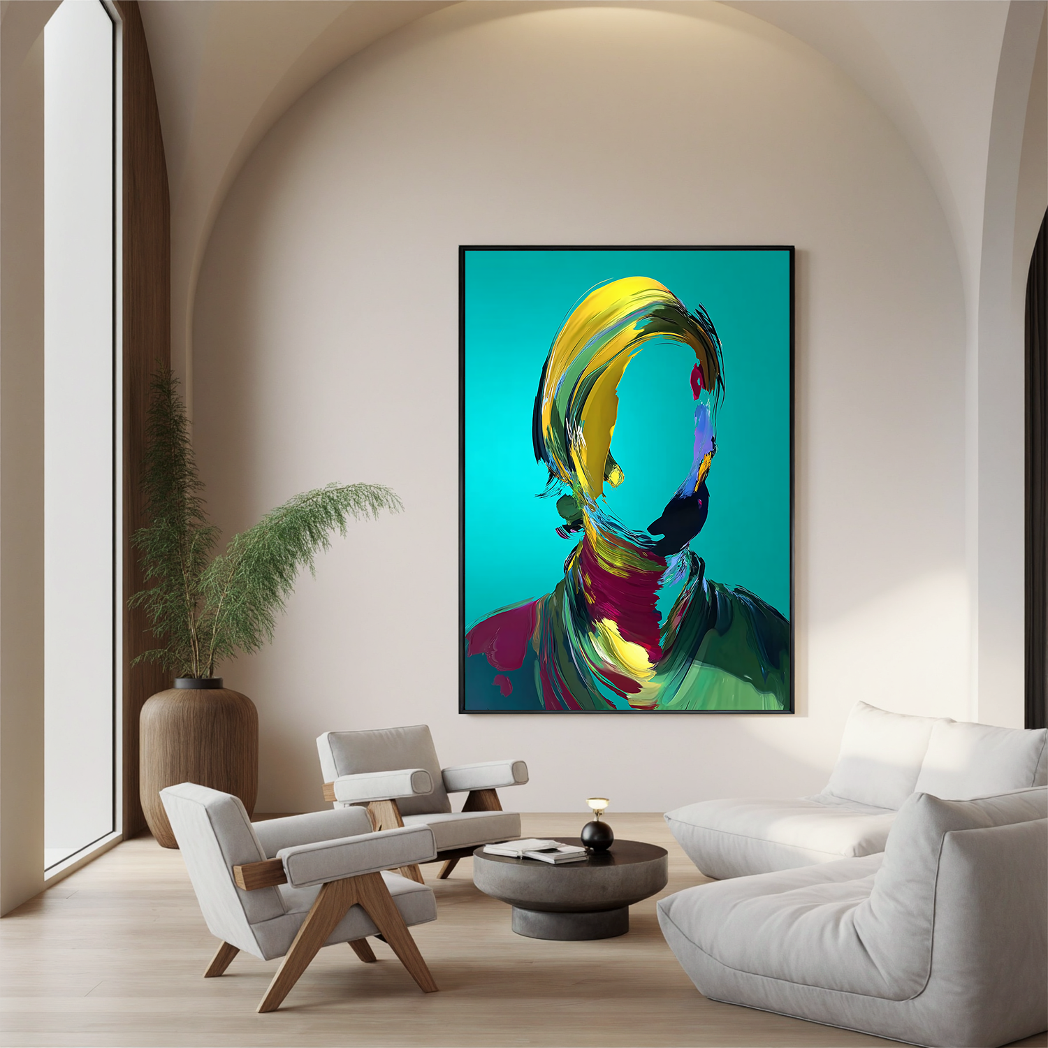 Abstract Faceless Portrait Oil Painting, Colorful Modern Figure Wall Art for Living Room Decor#OA 0596