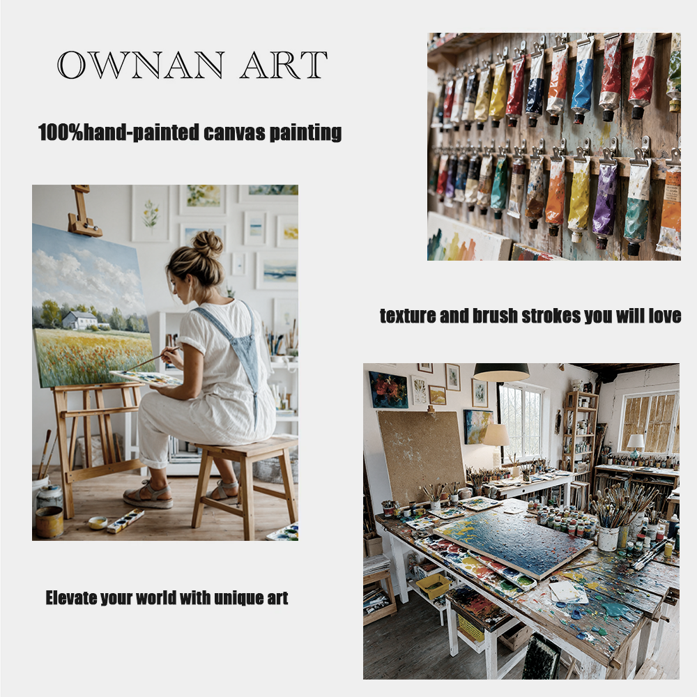 Mid Century Modern Geometric Abstract Canvas Wall Art – Large Horizontal Neutral Beige and Mustard Yellow Painting for Living Room Decor#OA 0866