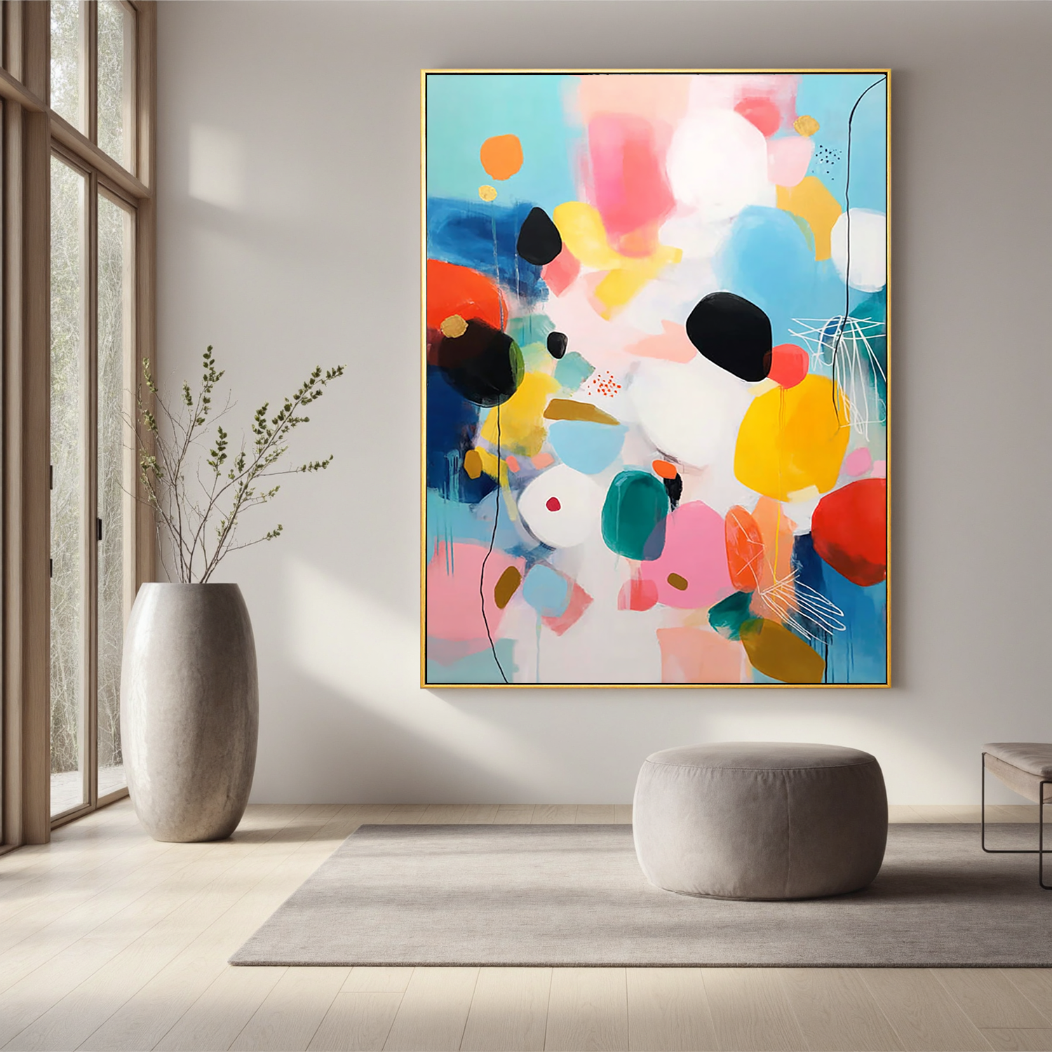 Colorful Abstract Oil Painting, Modern Pastel Wall Art for Living Room Decor#OA 0514