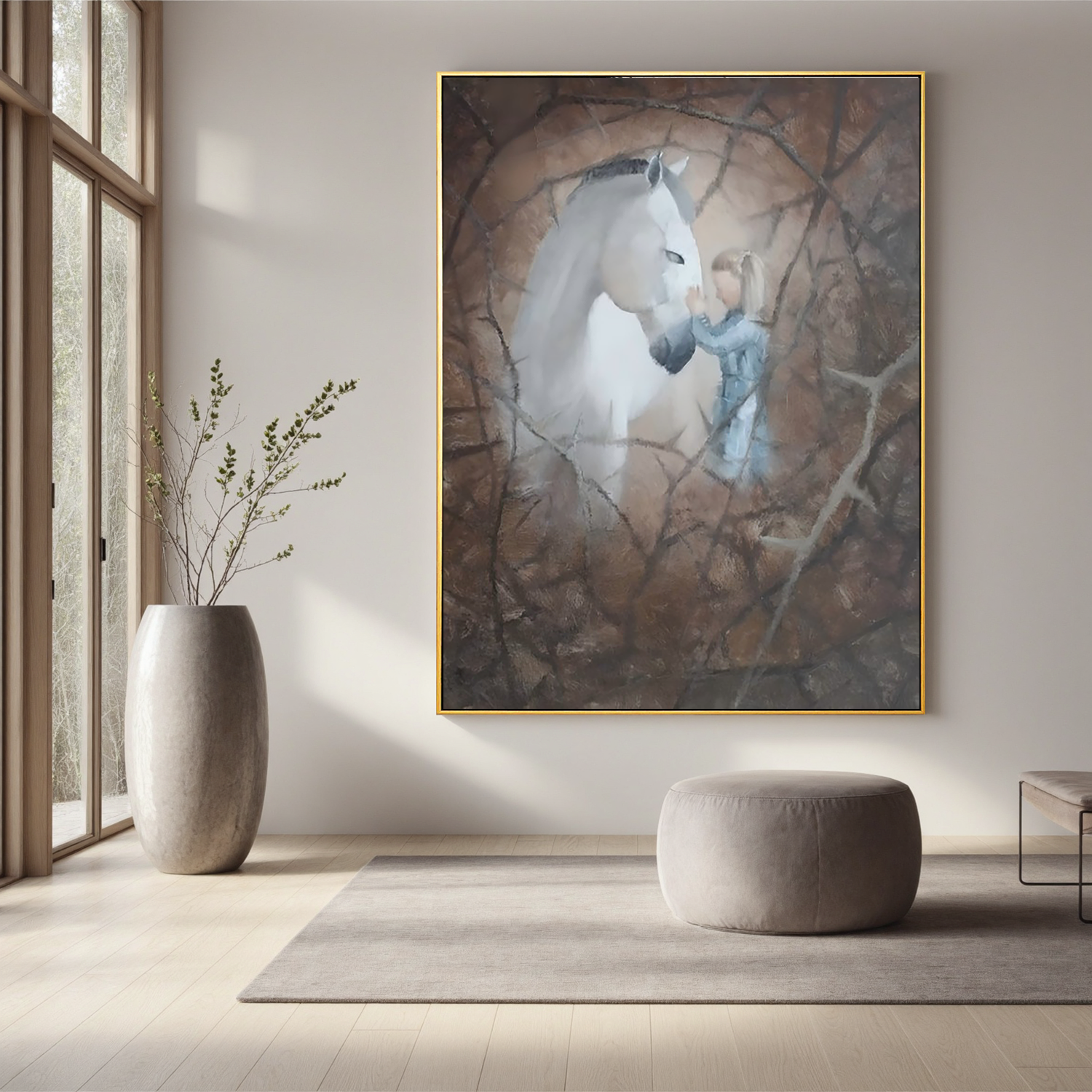 Whisper to the White Horse-Girl and White Horse Wall Art