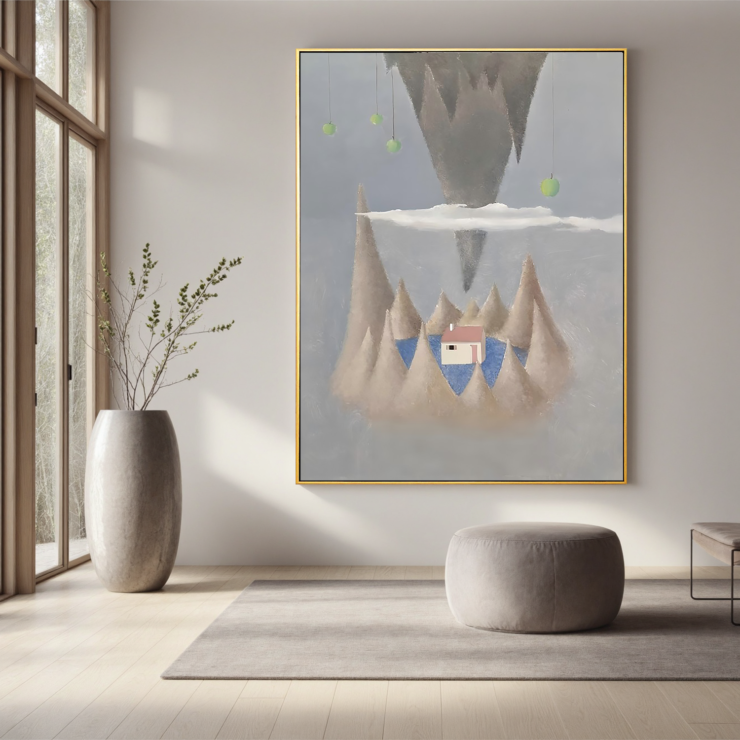 Floating Mountain House-Surreal Floating Mountain Landscape Wall Art