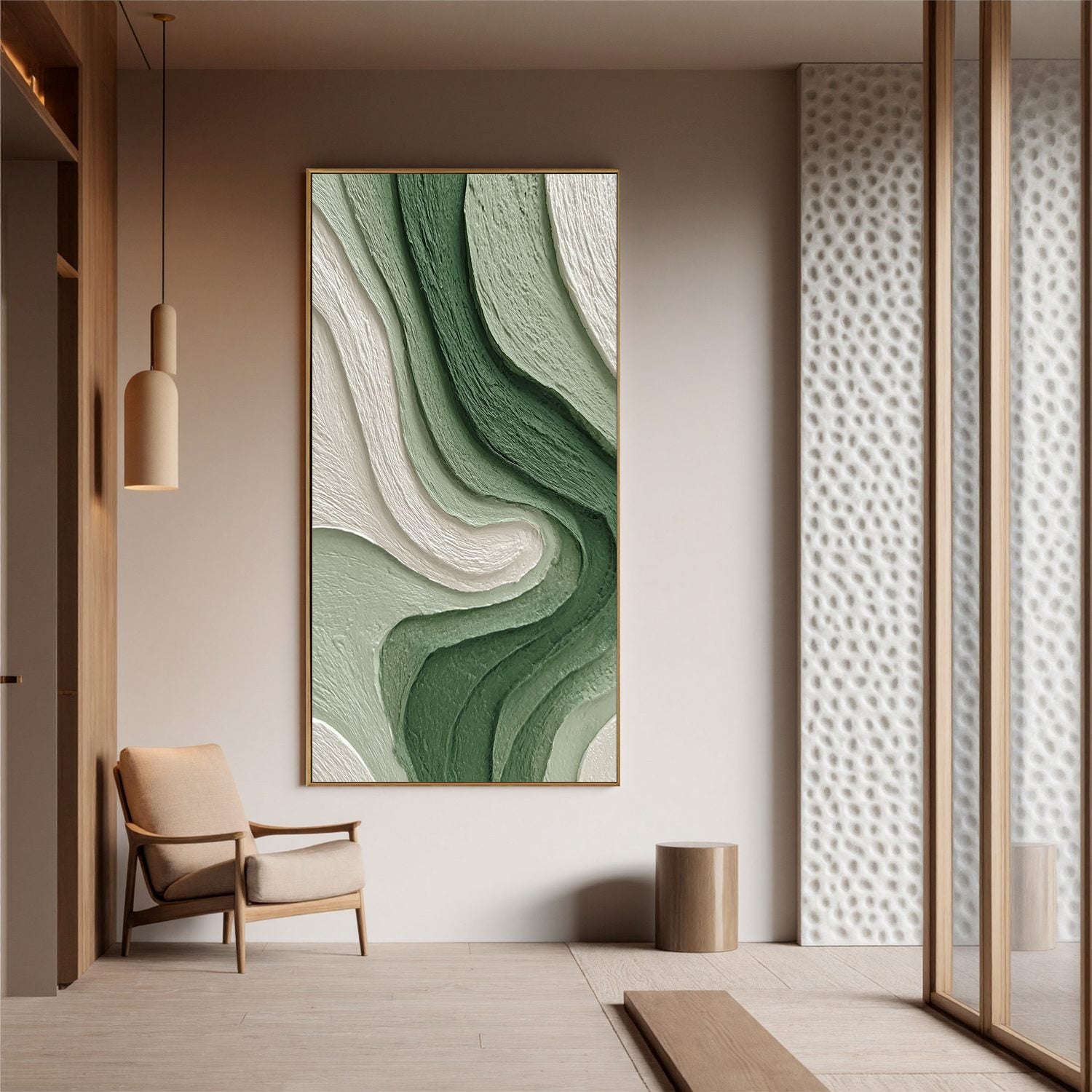 Green Flow · Textured Abstract Oil Painting #OA 0003