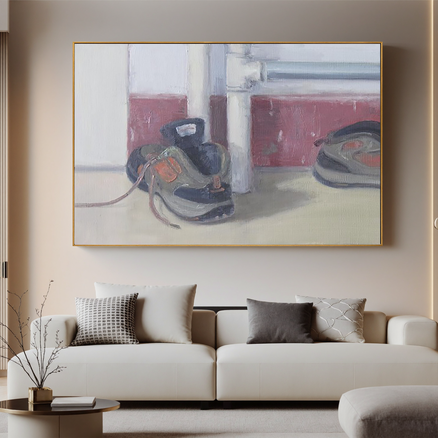 Shoes by the Wall-Casual Shoes Still Life Wall Art