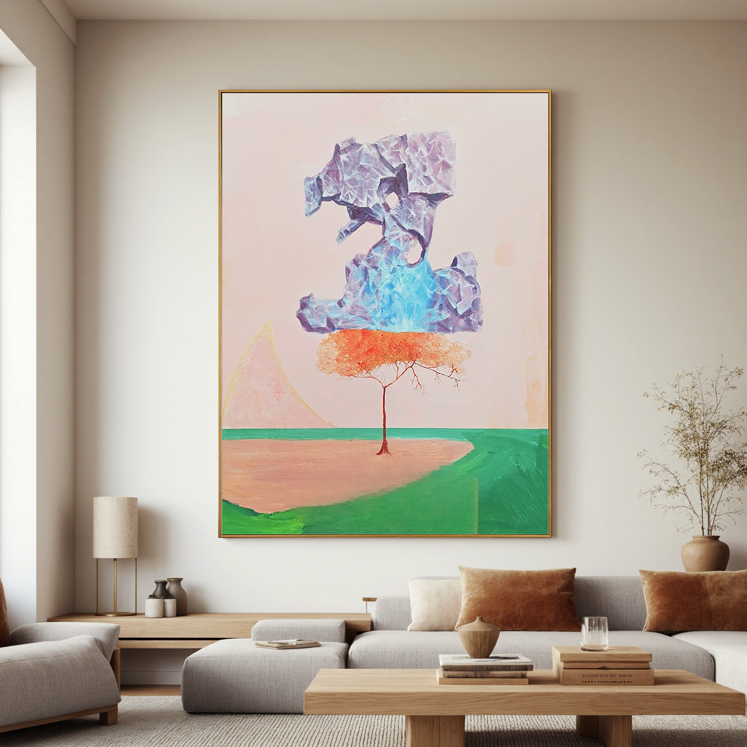 Floating Crystal Tree-Surreal Floating Crystal Tree Wall Art