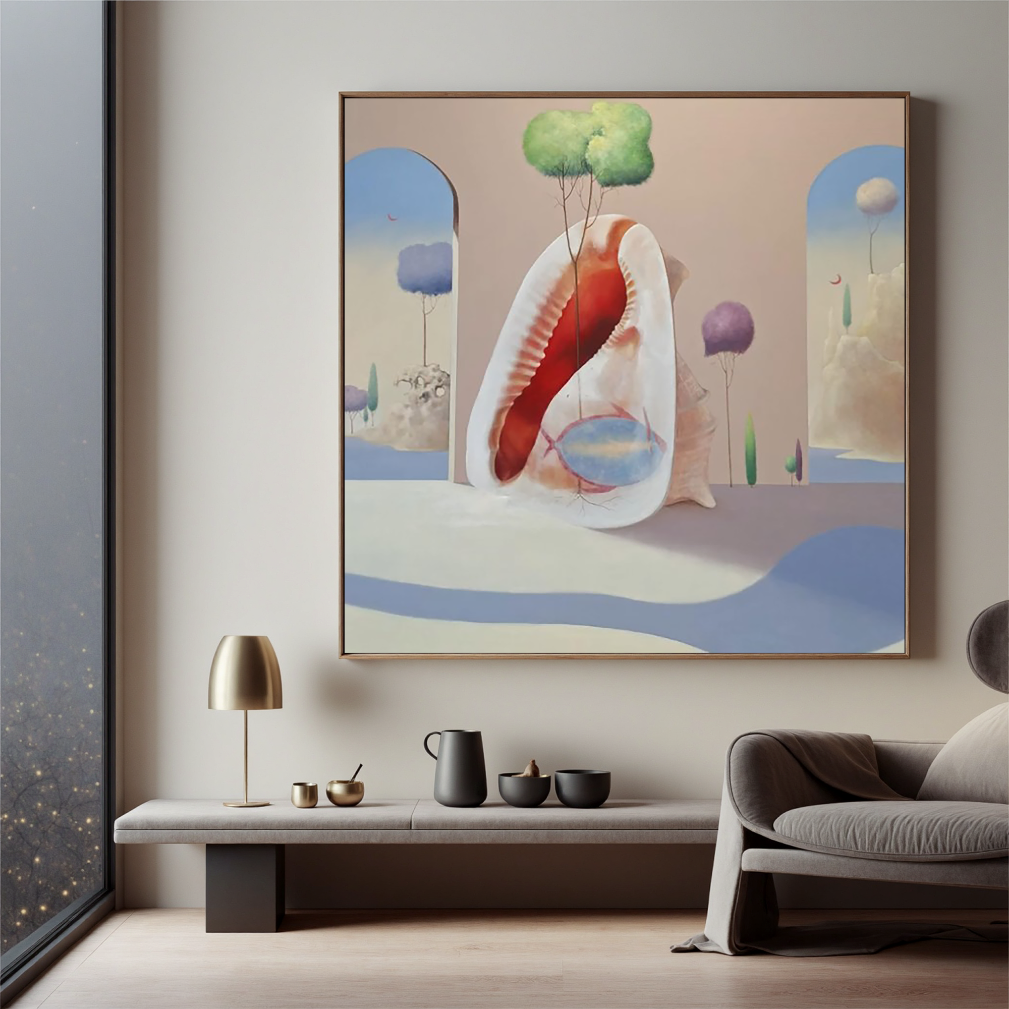 Surreal Shell Garden-Surreal Shell Landscape Wall Art