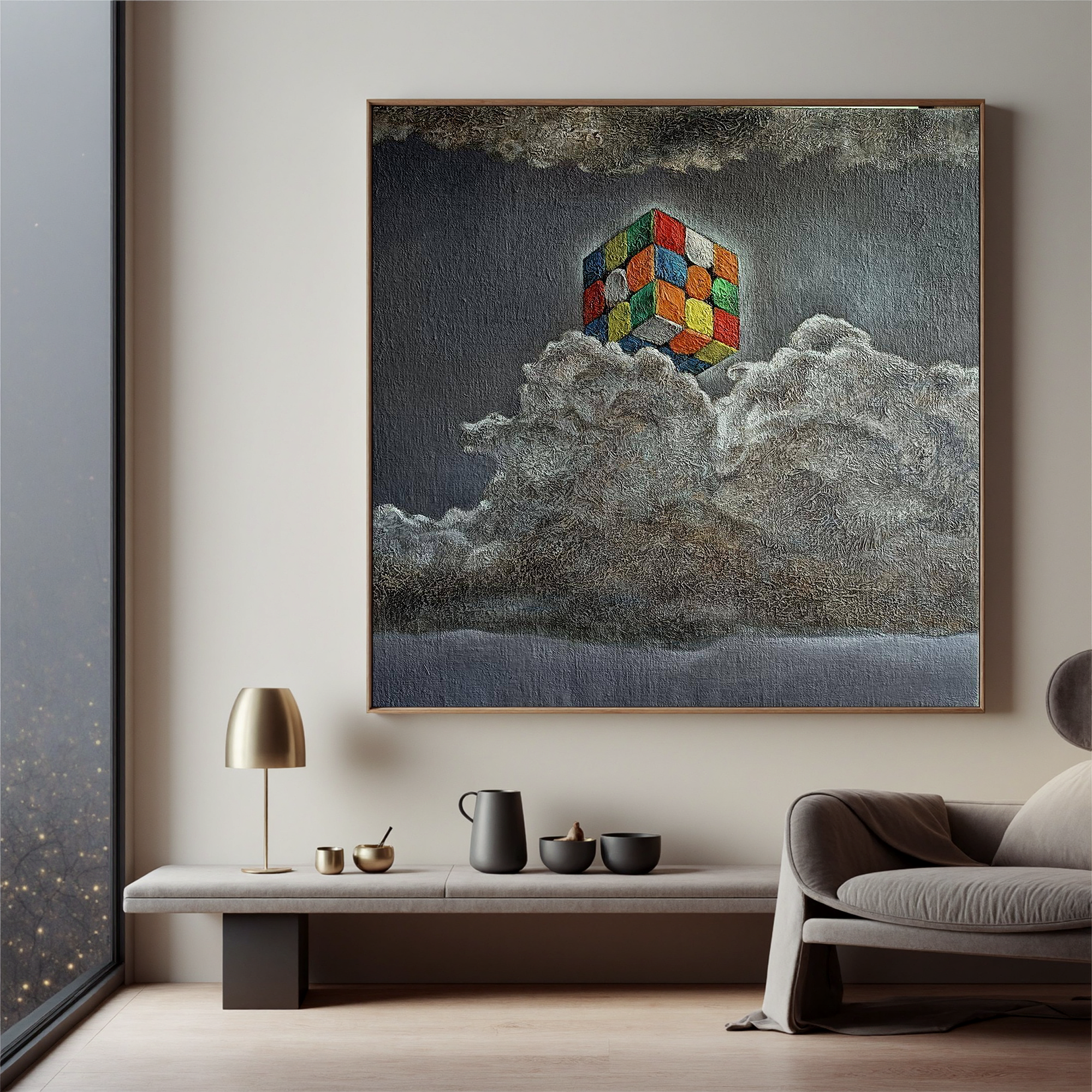 Rubik's Cube(28''x 28''/ 70 x 70 CM/Frameless Stretch)