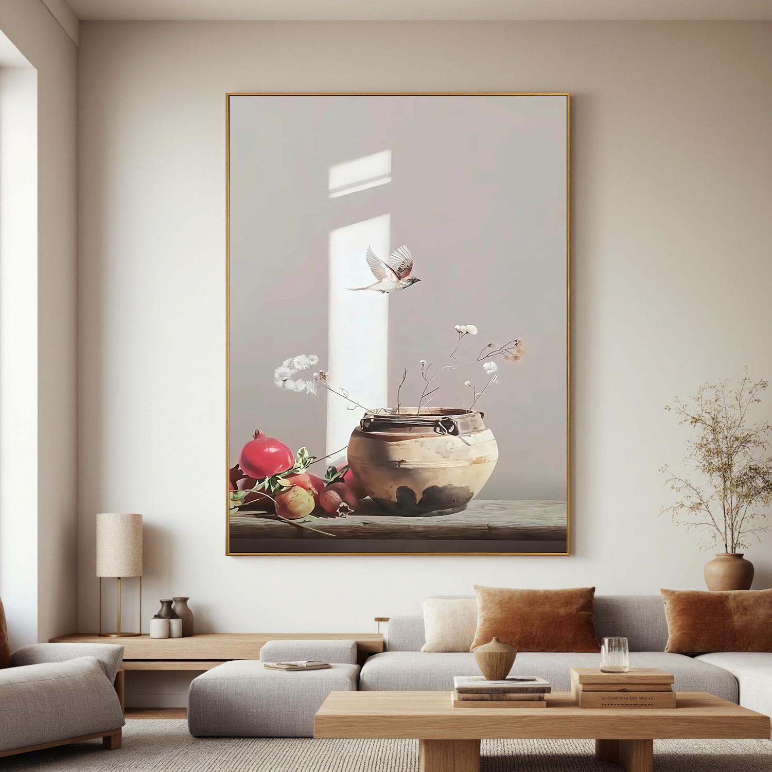 Bird Above the Clay Pot-Bird and Clay Pot Still Life Wall Art