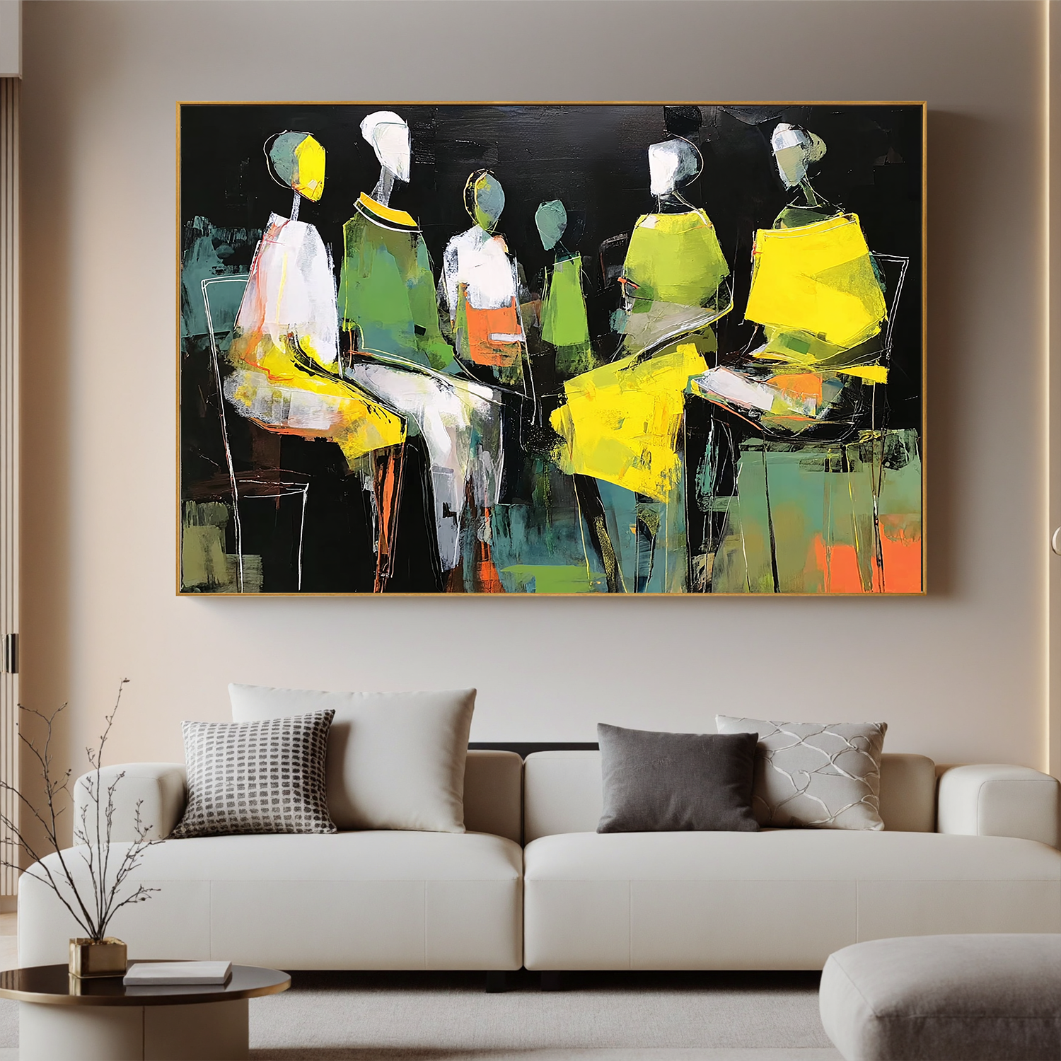 Abstract Figurative Oil Painting Canvas – Modern People Wall Art for Living Room Contemporary Home Decor #OA 0462