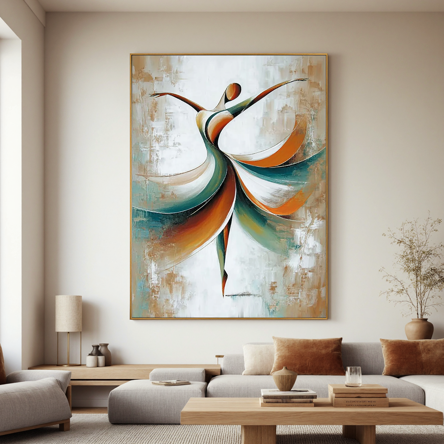 Abstract Dancer Oil Painting, Modern Dance Wall Art for Living Room Decor#OA 0577