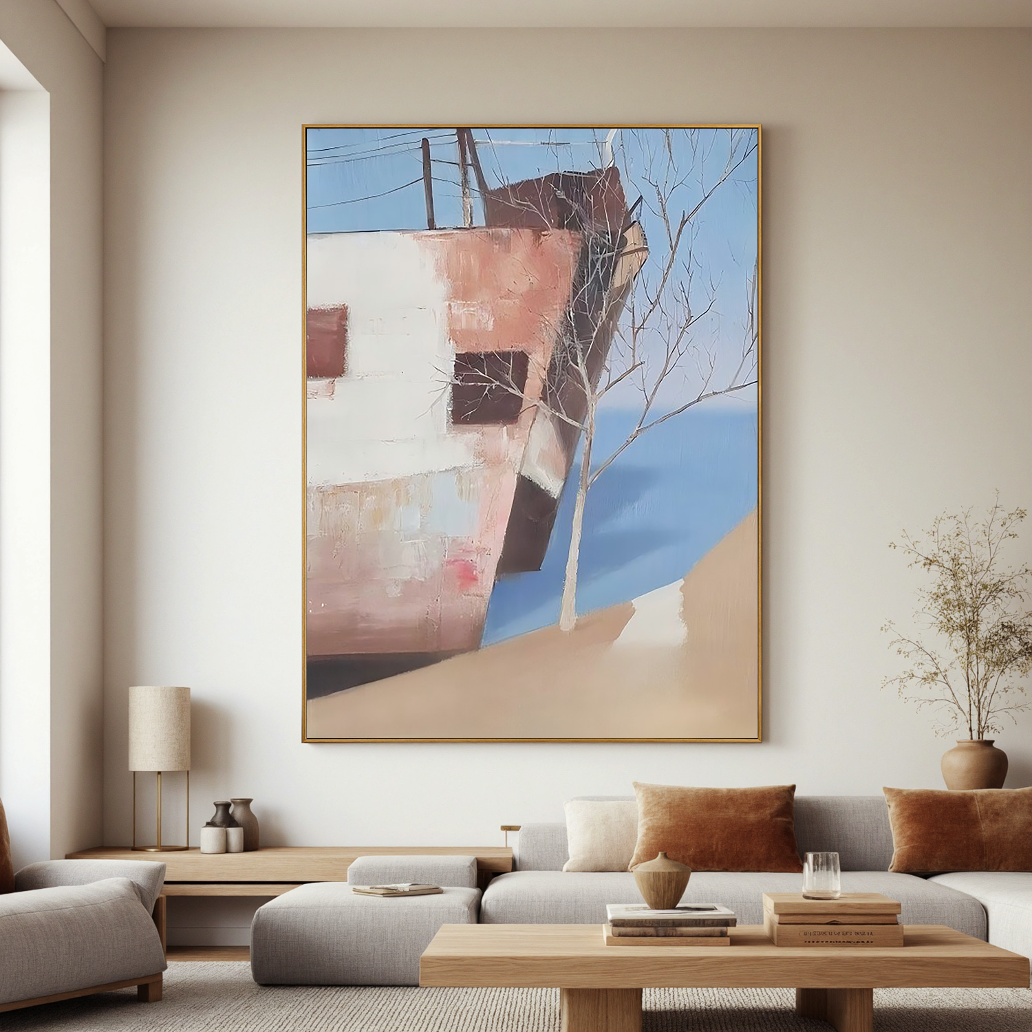 Harbor Fishing Boat-Coastal Fishing Boat Landscape Wall Art