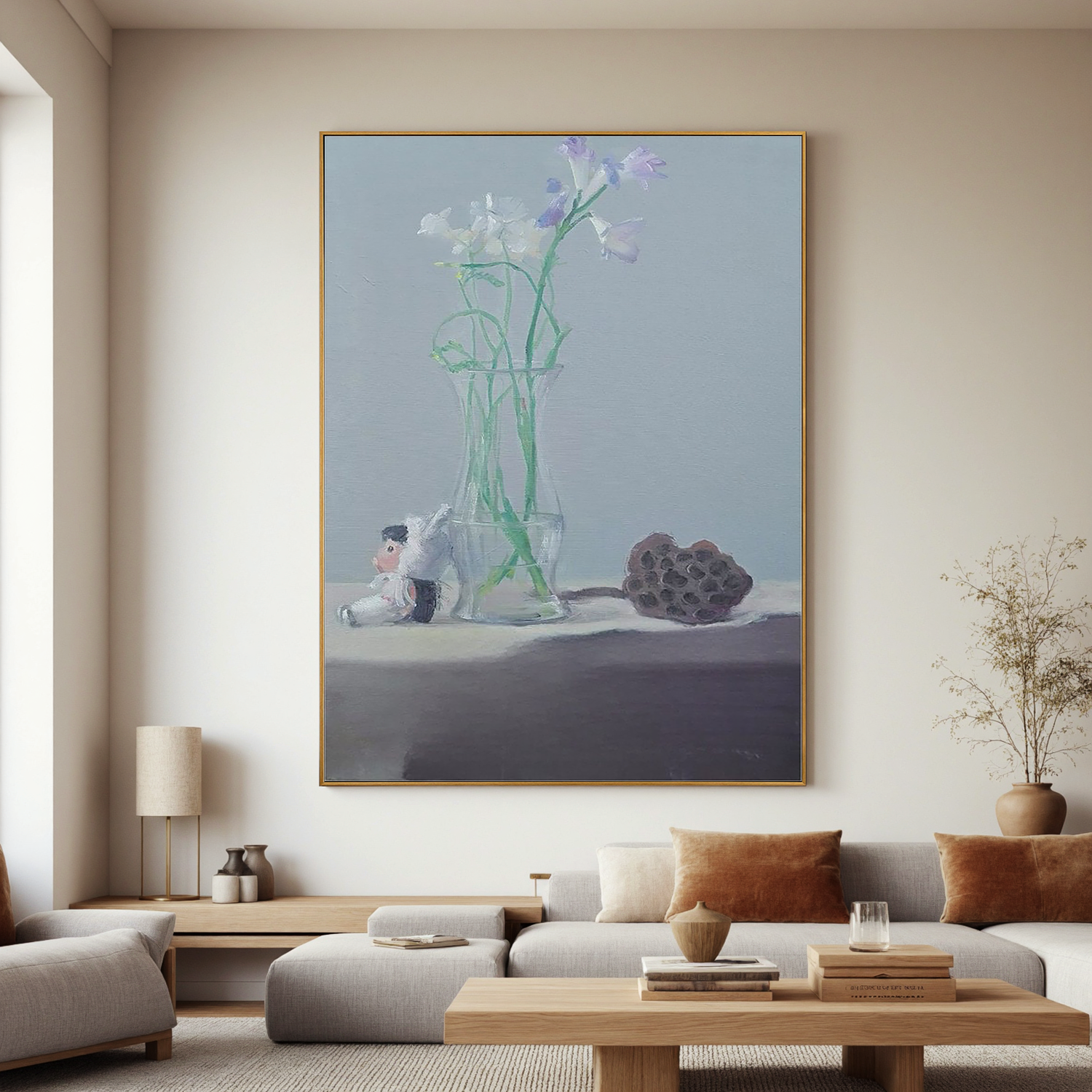 Flowers in a Glass Vase-Minimalist Flower Vase Still Life Wall Art