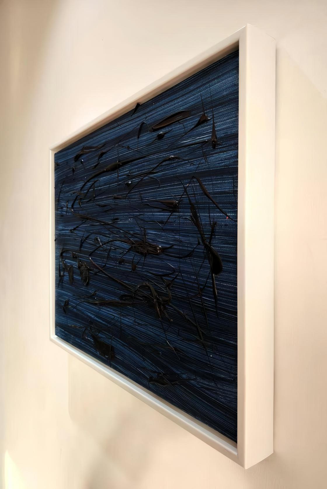 Blue Energy(24''x 32''/ 60 x 80 CM/Stretched + White Wooden Frame)