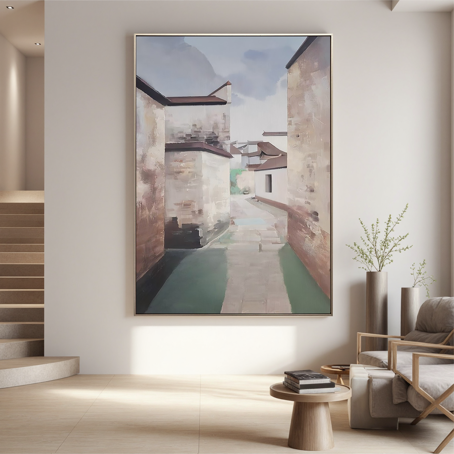 Quiet Old Alley-Traditional Village Alley Landscape Wall Art