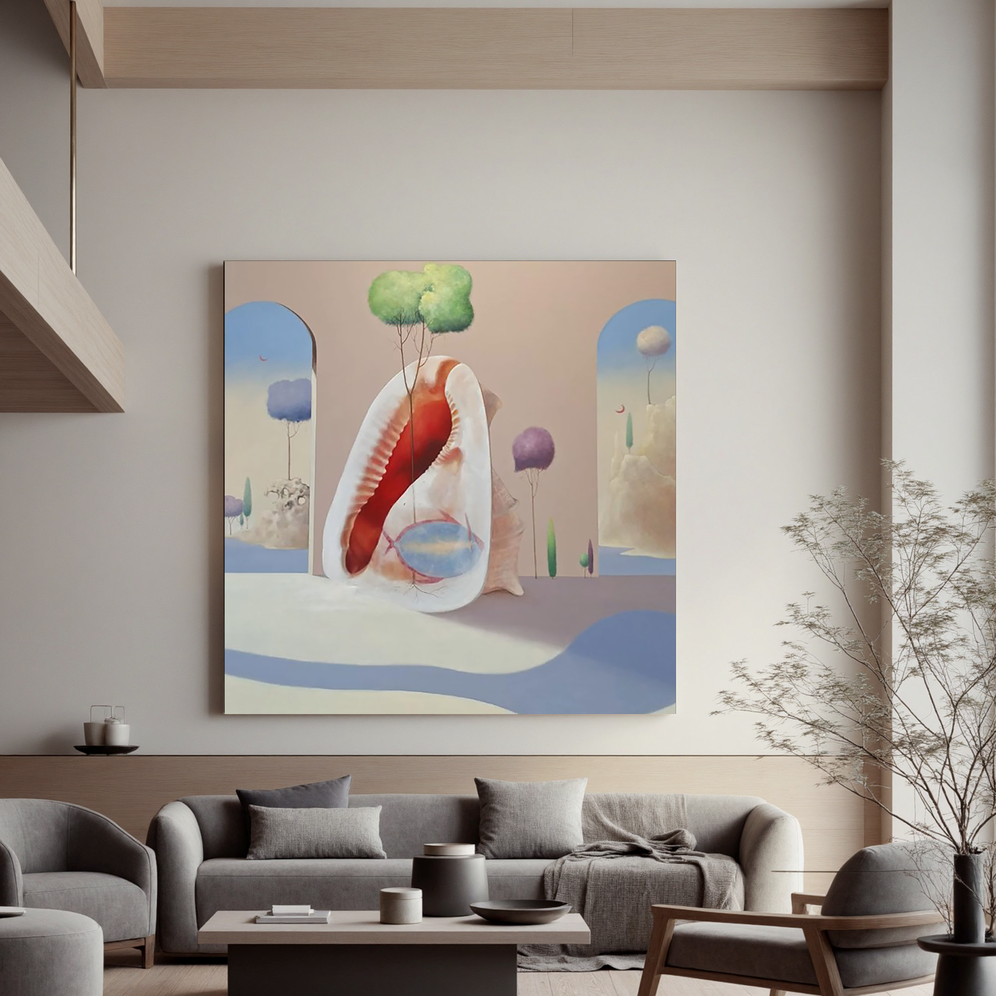 Surreal Shell Garden-Surreal Shell Landscape Wall Art