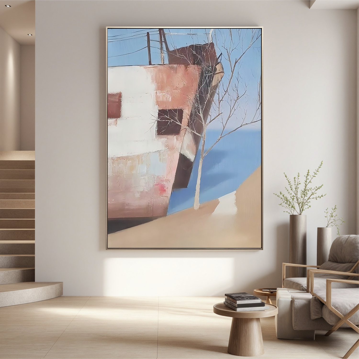 Harbor Fishing Boat-Coastal Fishing Boat Landscape Wall Art