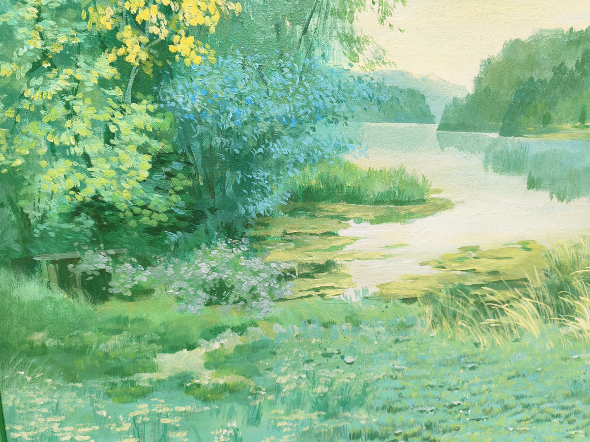 Emerald green(32''x 32''/ 80 x 80 CM/Stretch+Green Frame)