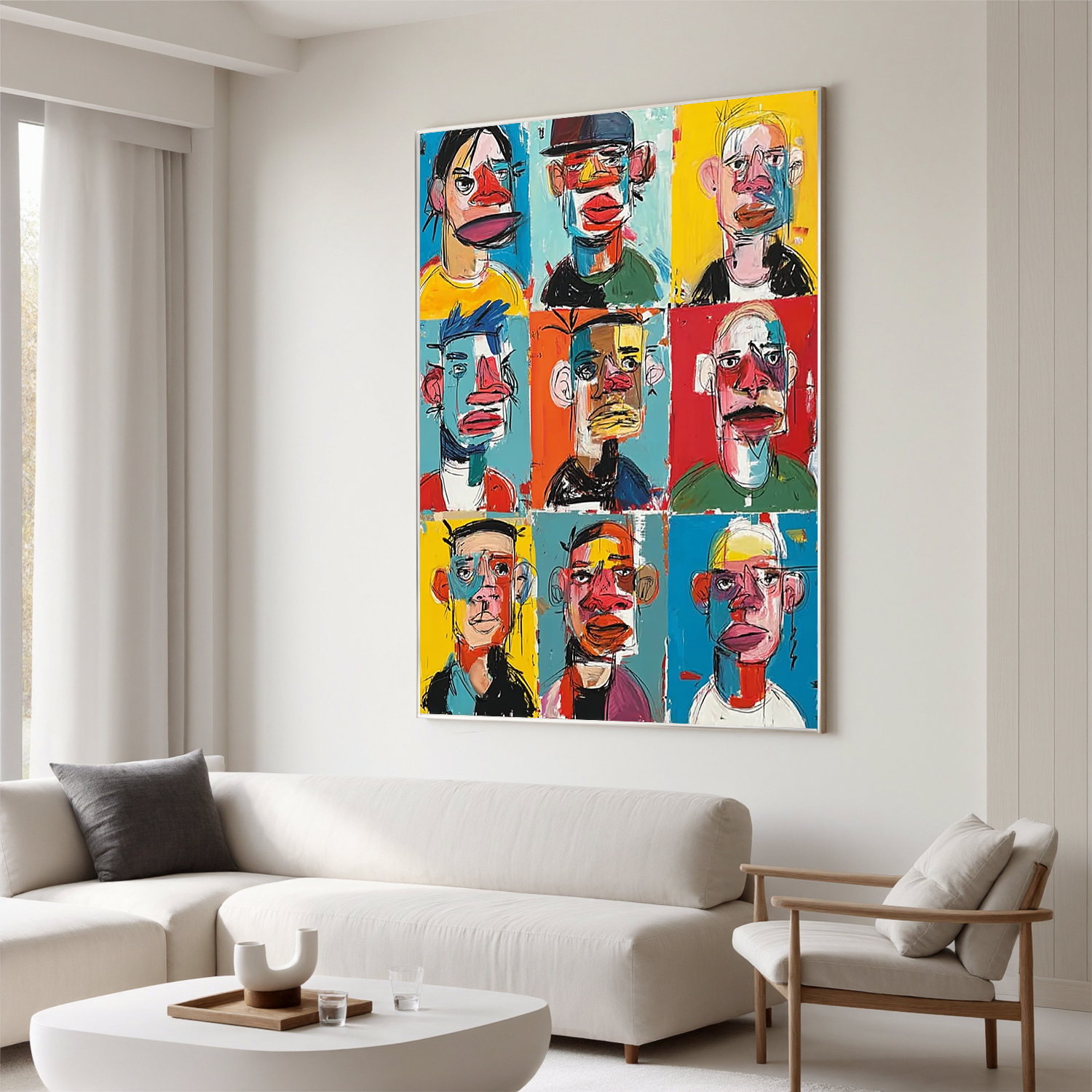Colorful Abstract Portrait Oil Painting, Modern Graffiti Face Wall Art for Living Room Decor#OA 0580