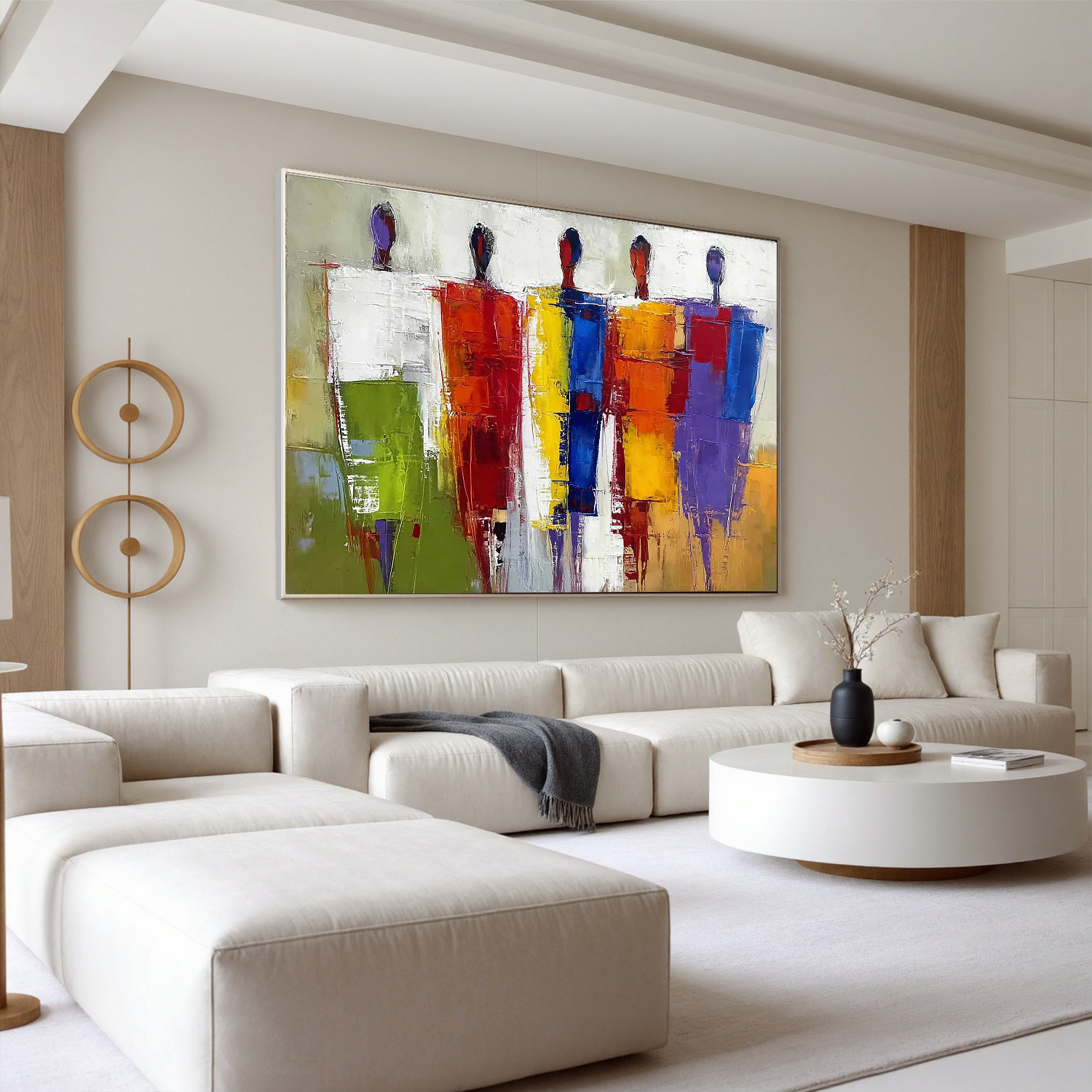 Abstract Figure Oil Painting Canvas – Colorful Modern People Wall Art for Living Room Contemporary Home Decor #OA 0488
