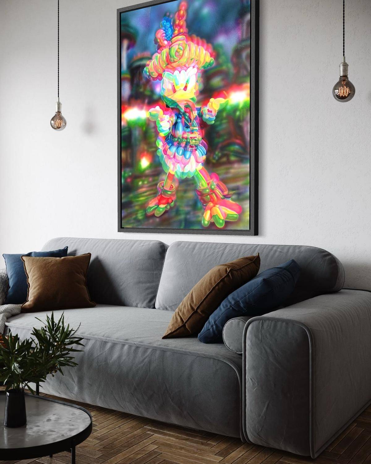 Angry Daisy(30''x 45''/ 75 x 115 CM/Black Frame Stretched)
