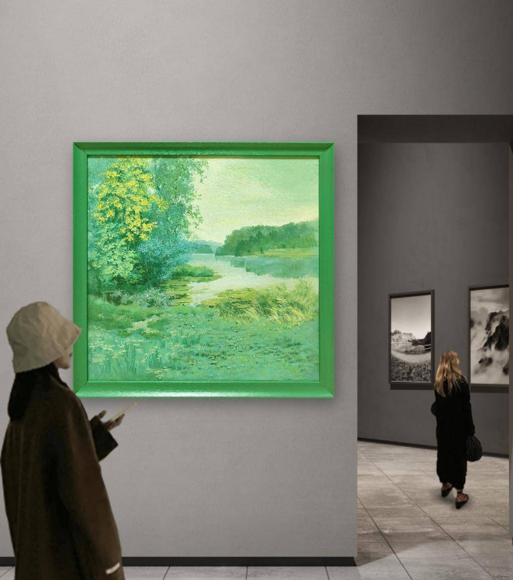 Emerald green(32''x 32''/ 80 x 80 CM/Stretch+Green Frame)