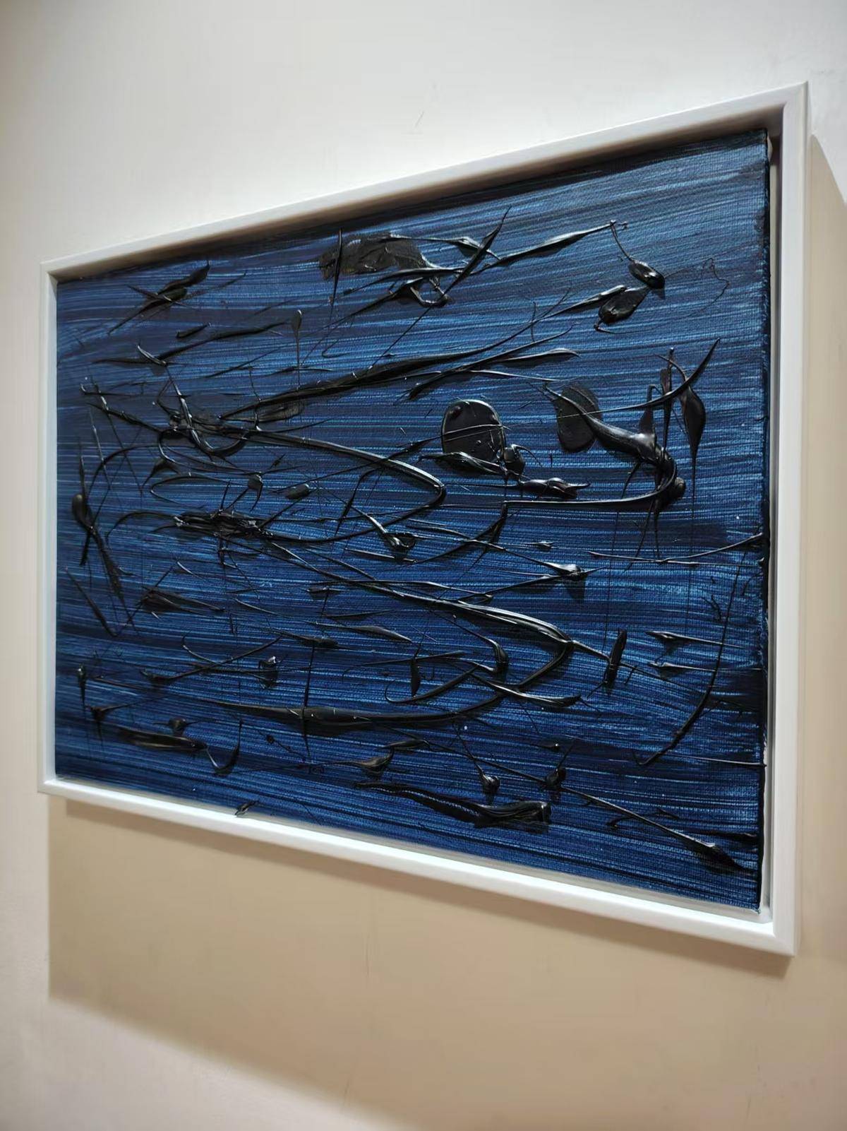 Blue Energy(24''x 32''/ 60 x 80 CM/Stretched + White Wooden Frame)